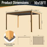 Domi Louvered Pergola 10X13FT, Wood Grain Aluminum Pergola with Adjustable Roof, Wood Looking Alunimun Frame, Efficient Drainage System, Outdoor Pergola for Patio, Deck, Garden domi outdoor living