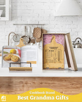 IKEDAS Bamboo Cookbook Stand, Sturdy Cook Book Holder, Recipe Book Holder with Measurement Conversion Chart, Cookbook Stand for Kitchen Counters, Essential Accessories for Holding Cookbooks ikedas