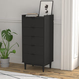 Walker Edison Blythe Scandi Minimalist 5-Drawer Solid Wood Dresser, 43 Inch, Black Walker Edison