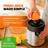 Eurolux Electric Orange Juicer, Sleek Effortless Citrus Juice Squeezer for Lemon, Lime, Grapefruit | Powerful Motor, Easy to Clean, Removable Dishwasher-Safe Parts Eurolux