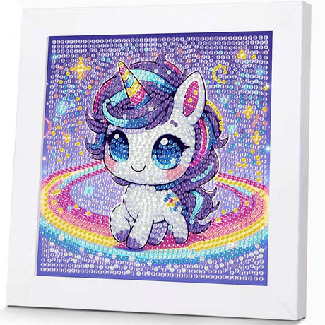 Animal Diamond Art Kits for Kids with Wooden Frame, Unicorn Diamond Art for Kids with Beautiful Package, Arts and Crafts for Kid Ages 8-12(7x7inch) WEMEON