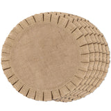 FunWheat Burlap Round Braided Placemats Set of 6 for Dining Tables 15 Inch Heat Resistant Jute Table Mats Farmhouse Woven Fabric Natural Place mats for Decoration(Ruffled Lace) FunWheat