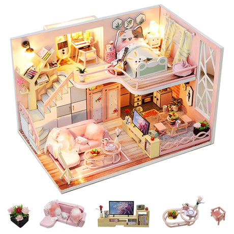 Flever Dollhouse Miniature DIY House Kit Creative Room with Furniture for Romantic Valentine's Gift (Blossom Stories) Flever