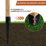 Sekcen 6 Pcs Fence Post Anchor Ground Spike 4x4 Metal Post Stake 24 Inch for Mailbox Deck Railing Black Sekcen