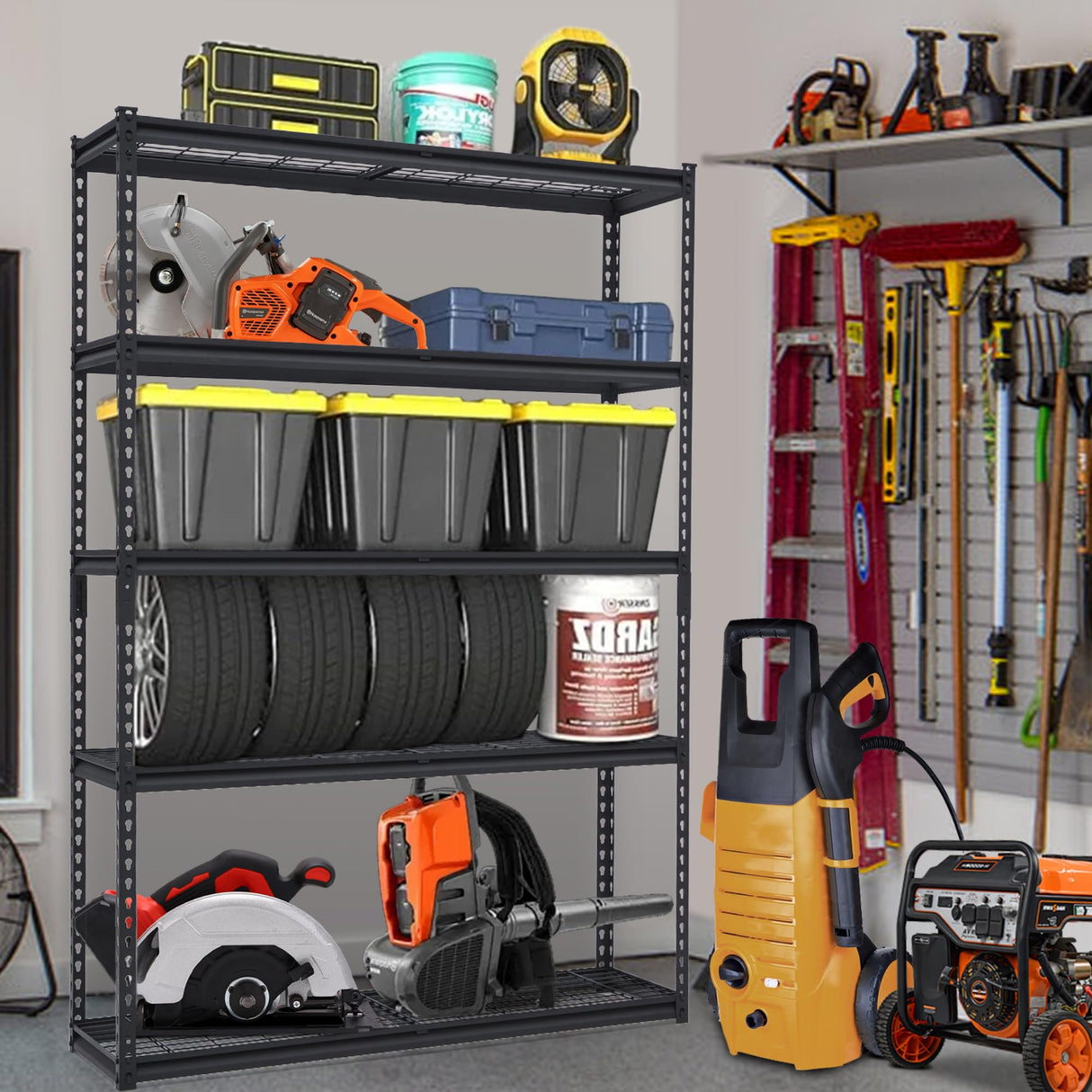 GarveeTech Heavy Duty Garage Shelving Unit, 48 in L x 18 in W x 72 in H Adjustable Storage Shelves, 2500 LBS Load Capacity, Durable Metal Shelves for Garage Organization, Basement, Workshop GarveeTech