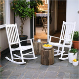 Flamaker Outdoor Rocking Chair Oversized Wooden Patio Chairs with Widened Armrest High Back Porch Rocker for Lawn, Garden, Backyard, Fire Pit (White) Flamaker