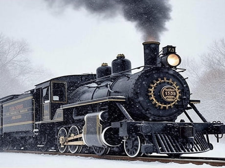 Diymood DIY 5D Diamond Painting Kits for Kids & Adults Train - Diamond Art Kits for Kids & Adults Snow Scene | Full Drill Round | Crystal | Beginner | Home Wall Decor | 12x16 inch Diymood