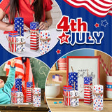 Weysat 5 Pcs 4th of July Tiered Tray Decor Wooden Rustic Patriotic Fireworks Centerpiece Wood Memorial Day Independence Day Red White and Blue Decorations for Farmhouse Home Table Decor Weysat