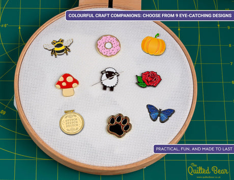 The Quilted Bear Needle Minders - Magnetic Enamel Needle Keeper for Sewing Pins, Sewing Needles, Embroidery Needles, Cross Stitch Needles - Sheep The Quilted Bear