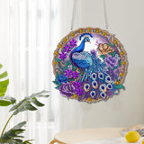 Reofrey Hanging Diamond Art Kits for Adults - 8x8 Inch Peacock Animal Acrylic Board Double Sided Pattern Diamond Painting Suncatcher Pendant, Crystal Art for Home Wall Window Decoration Handmade Gift Reofrey