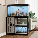 PAPIHO 40-50 Gallon Aquarium Stand,Fish Tank Stand with Cabinet Storage,Power Outlets & LED Light,Heavy Duty Metal Frame Aquarium Stand for Turtle Tank,Reptile Terrarium,800LBS Capacity,Grey PAPIHO