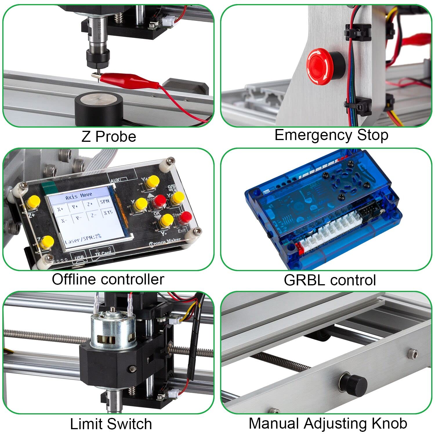 3018 Pro CNC Router Machine Engraving Machines All-aluminum Frame PCB PVC Wood Carving XYZ Working Area 300 x 180 x 45mm with Z Probe, Limit Switches, Offline controller, GRBL control, Emerge - WoodArtSupply