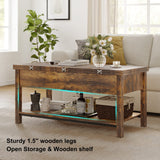 FABATO Lift Top Coffee Table, 4-in-1 Multi-Function Convertible Coffee Table with Storage, Coffee Table Converts to Dining Table for Living Room Reception Room Office, Rustic Brown, 41.73*19.29*18.3 FABATO