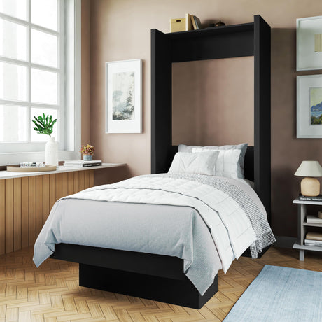 Oakland Living Easy-Lift Twin Murphy Wall Bed in Black with Shelf Oakland Living