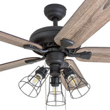 Prominence Home Lincoln Woods, 52 Inch Industrial Style LED Ceiling Fan with Light, Remote Control, Three Mounting Options, 5 Dual Finish Blades, Reversible Motor - 50745-01 (Bronze) Prominence Home