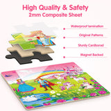 SYNARRY Unicorn Princess Mermaid Magnetic Puzzles for Toddlers 3-5, 36 Pieces Travel Puzzles for Kids Ages 4-8, Airplane Car Road Trip Activities Games Toys for 3 4 5 6 Year Old Girls Birthday Gifts SYNARRY