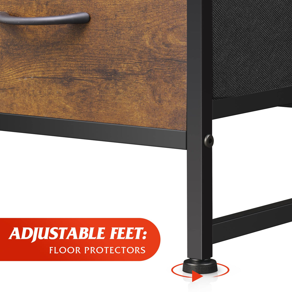 WLIVE 6 Drawer Dresser for Bedroom, Fabric Double Dresser, Storage Tower with Fabric Bins, Chest of Drawers for Closet, Living Room, Hallway, Rustic Brown Wood Grain Print WLIVE