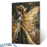 Tucocoo Golden Wings Girl Paint by Numbers Kits 16x20 inch Canvas, Beautiful DIY Oil Painting for Adults with Brushes and Acrylic Pigment, Gothic Fairy Angel Picture for Home Decor (Without Frame) Tucocoo