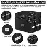 Fireproof Document Box with Lock, ETRONIK 2 Layer File Organizer with 5 Tab Inserts, Portable Office Collapsible File Storage with Reflective Strip for Hanging Letter, Legal Size Folder, Certificate ETRONIK