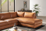 Valencia Serena 108" Cognac Tan Brown Full Leather Sectional Sofa with Right Chaise | Nappa 11000 Leather, Modern Low Profile Lounge Sofa | L Shaped Couch for Living Room Furniture VALENCIA THEATER SEATING