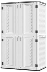 HOMSPARK Storage Shed Weather Resistance, Multi-Purpose Outdoor Storage Cabinet Waterproof, Outdoor Storage Cabinet for Garbage Cans, Lawnmower, Garden Accessories (off white, tall shed-53 cu ft) HOMSPARK