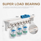 BECHAEO 35.8'' Wood Coat Rack Wall Mount with Shelf, White Wall Coat Rack with Hooks, Farmhouse Rustic Coat Hooks for Entryway Bathroom Hallway Kitchen Bedroom BECHAEO