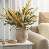 Dobbyby Ceramic Flower Vase 7.6 inch Farmhouse Rustic Vase Decorative Pottery Terracotta Vases for Home Decor Table Mantle Fireplace Living Room Bathroom Wedding Centerpiece (Whitewashed) Dobbyby