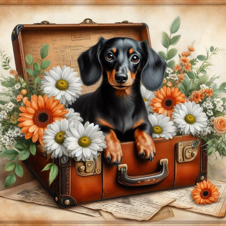 Axquilon Dog Diamond Art Kits for Adults, Dachshund Diamond Painting Kits for Adults, Dog 5D DIY Paint by Diamond Round Full Drill Home Wall Decor Gift 12x12In Axquilon