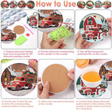 ijbnhd 8 PCS Christmas Diamond Art Coasters Kit, Christmas Truck Diamond Painting Coasters with Holder, Arts and Crafts Supplies Astral 4X4inch (Cork Wooden Pad) ijbnhd