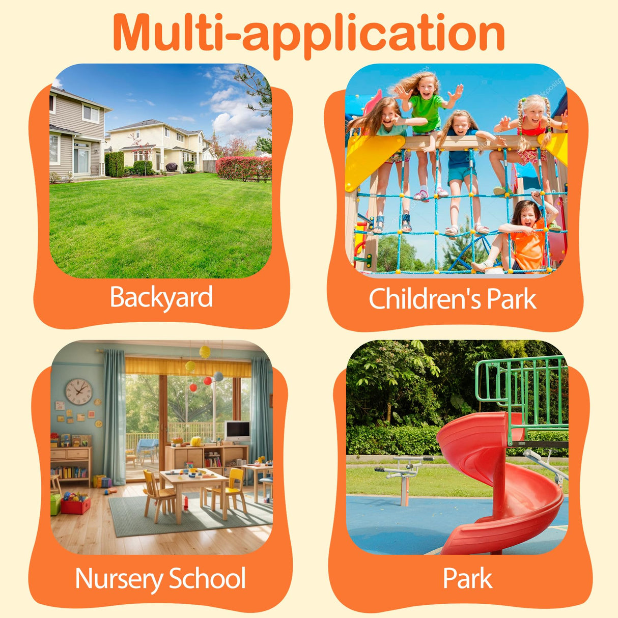 SUPER DEAL Outdoor Swing Set for Kids, Metal Playset with Adjustable Swings, Climbing Ladder and Nets, Swing Glider, Basketball Hoop for Backyard Playground, Heavy Duty 6 in 1 SUPER DEAL