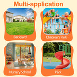 SUPER DEAL Outdoor Swing Set for Kids, Metal Playset with Adjustable Swings, Climbing Ladder and Nets, Swing Glider, Basketball Hoop for Backyard Playground, Heavy Duty 6 in 1 SUPER DEAL