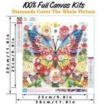 CraftCraze Diamond Painting Adult Kits, Diamond Art Kits for Beginners, DIY Butterfly Full Drill Diamond Painting for Home Wall Decoration 11.8 x11.8 inches CraftCraze