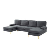 OMMGG 107.9” U Shaped Sectional Sofa with Double Extra Wide Chaise, Seat Cushions & Removable Back, for Living Room, Office, Apartment OMMGG