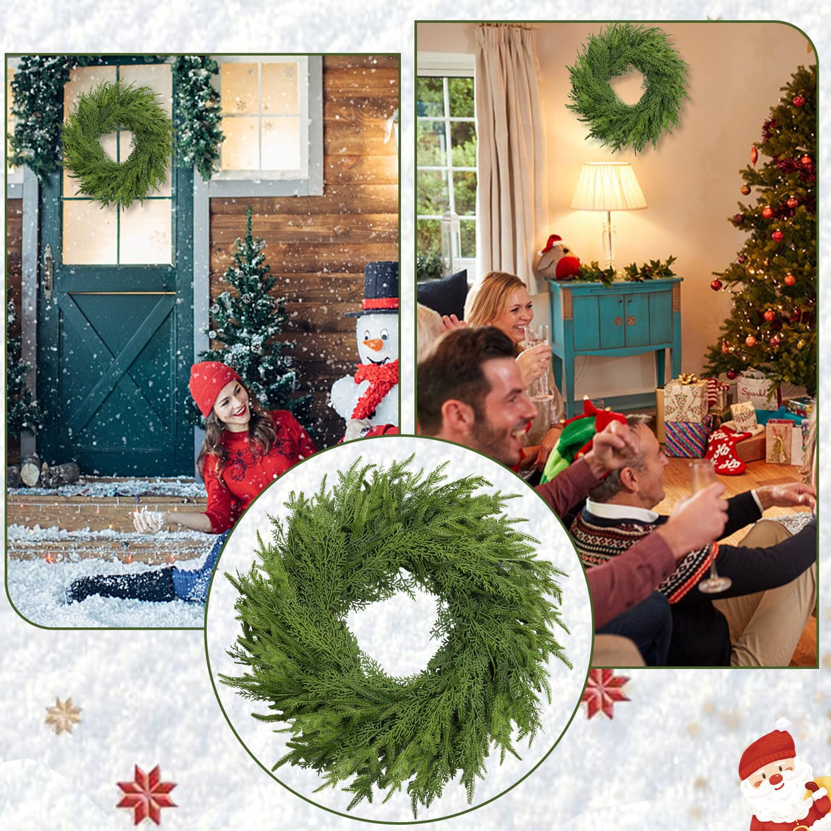 26 Inch Christmas Wreath, Christmas Wreaths for Front Door, Artificial Pine Wreath for Table Wall Window Indoor Outdoor Christmas Decoration OZFHUA
