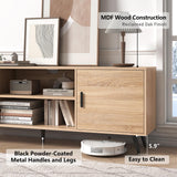 AUXSOUL 70 Inch Mid Century Modern TV Stand for 75 Inch TV, Wood TV Stand with Storage, Entertainment Center for Living Room Bedroom, TV Media Console, Oak AUXSOUL