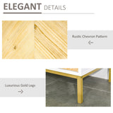 HOMCOM 3 Door Sideboard Buffet Cabinet, Kitchen Cabinet, Coffee Bar Cabinet with Chevron Pattern, Adjustable Shelf and Metal Legs, Natural Wood HOMCOM