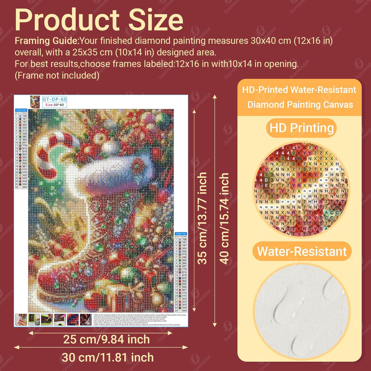 Gamteldot Christmas Diamond Art Kits for Adults Beginners,DIY Christmas Diamond Art 5D Full Drill Diamond Dots Diamond Painting with Full Tools,Funny Gem Art Crafts for Home Wall Decor Gift-12x16in Gamteldot