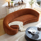 92'' Modern Elegant Curved Sofa, 4 Seater Irregular Curved Sofa Arms Chenille Fabric Deep Seat, Tight Curve Back Velvet Cloud Sofas for Living Room Apartment Office (Orange) mr.waiba