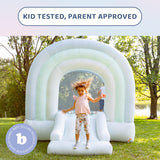 Bounceland Daydreamer Mist Bounce House, Pastel Bouncer with Slide, 8.9 ft L x 7.2 ft W x 6.7 ft H, UL Blower Included, Basketball Hoop, 30 Pastel Plastic Balls, Trendy Bouncer for Kids Bounceland