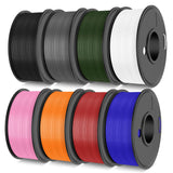 TECBEARS High Speed PLA Plus Filament 1.75mm, High Toughness Rapid PLA+ for Fast Printing up to 600mm/s, 8 Pack 250g Spool, Black+White+Grey+Olive Green+Blue+Pink+Orange+Red TECBEARS