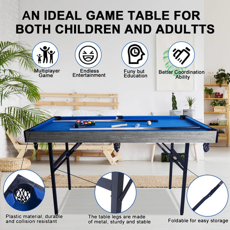 Multi Game Table, 54" Upgrade 5 in 1 Folding Sports Arcade Games with Accessories,Ping Pong,Pool Billiard,Shuffleboard,Bowling,Hockey Combo Game Set for Family Game Table,Indoor and Outdoor HLC