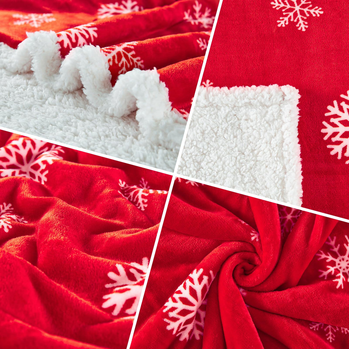 Touchat Red Sherpa Christmas Throw Blanket, Fuzzy Fluffy Soft Cozy Blanket, Fleece Flannel Plush Microfiber Blanket for Couch Bed Sofa (50" X 60",Red Snowflake) Touchat
