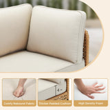 Outdoor Patio Furniture, 7-Piece Wicker Patio Furniture Set, Boho Patio Conversation Sets Sectional Sofa with All Weather Rattan Thick Cushions, Outdoor Sectional Sofa Set with Coffee Table, Beige PPorfamilia