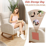 Gaussen Glider Rocking Chair Nursery Comfy Accent Chair with High Backrest Upholstered Living Room Chairs with Side Pocket Armchair Reading Chair for Bedroom Nursery Office, Cream Gaussen