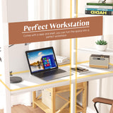 Shintenchi Loft Bed Full Size with Desk and Storage Shelves, Frame with 2 Side Ladders for Kids, Teens Adults, Spcace-Saving Noise-Free and Anti-tilt Design, White Shintenchi