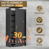 pozdeg 67" Metal Storage Cabinet with Lock, Tall Narrow Office File Cabinets with 5 Adjustable Shelves, Metal Steel Locker for Home, School, Office, Garage or Gym (Black) pozdeg