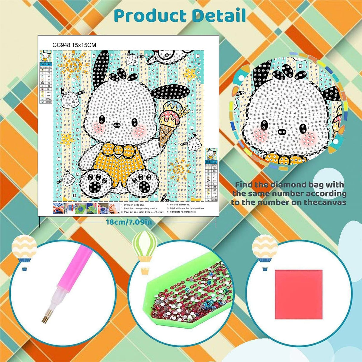 Sretoul 4 Pack Cartoon Diamond Art Kits for Kids-4 Pack Diamond Art Painting for Kids, 7 Year Old Girl Birthday Gifts 6X6 Inch Sretoul