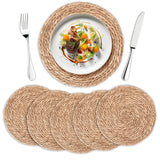 Round Woven Placemats Set of 6 | Handmade Natural Wicker Placemats for Holiday Wedding Home - Slip Heat Resistant Rattan Chargers for Dinner Plates (12 Inch) Rcrirth