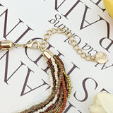 Coiris Multi Strand Statement Colorful Beaded Necklace with Big Circle Shell Pendant for Women (N0055-Dark Brown) Coiris