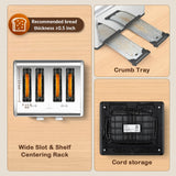 Mecity 4 Slice Toaster Touch Screen Control 4 Wide Slot, Stainless Steel Smart Bread Toaster for Bagel Muffin Waffle, Dual Control Pannel, Timer, Defrost, Reheat, 120V 1650W Mecity